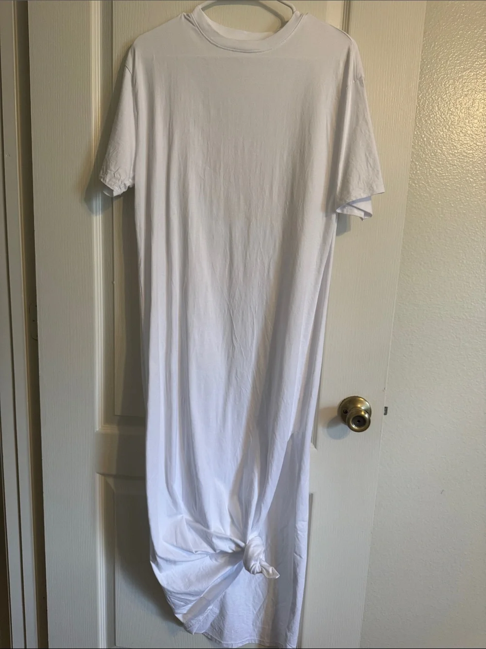 Abercrombie & Fitch White Short-Sleeve Maxi T-Shirt Dress